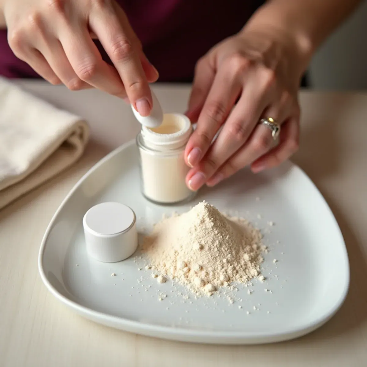 Dip powder poured into a clean single-client tray at a Bradenton nail salon