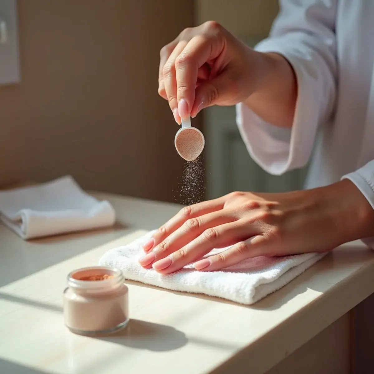 Dip powder being applied to a client’s nails at L.A Nails in Bradenton, FL