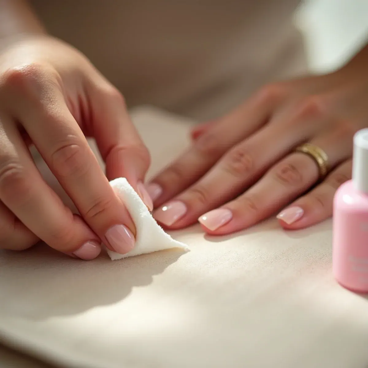 Using acetone-free remover around the skin to protect cured gel polish