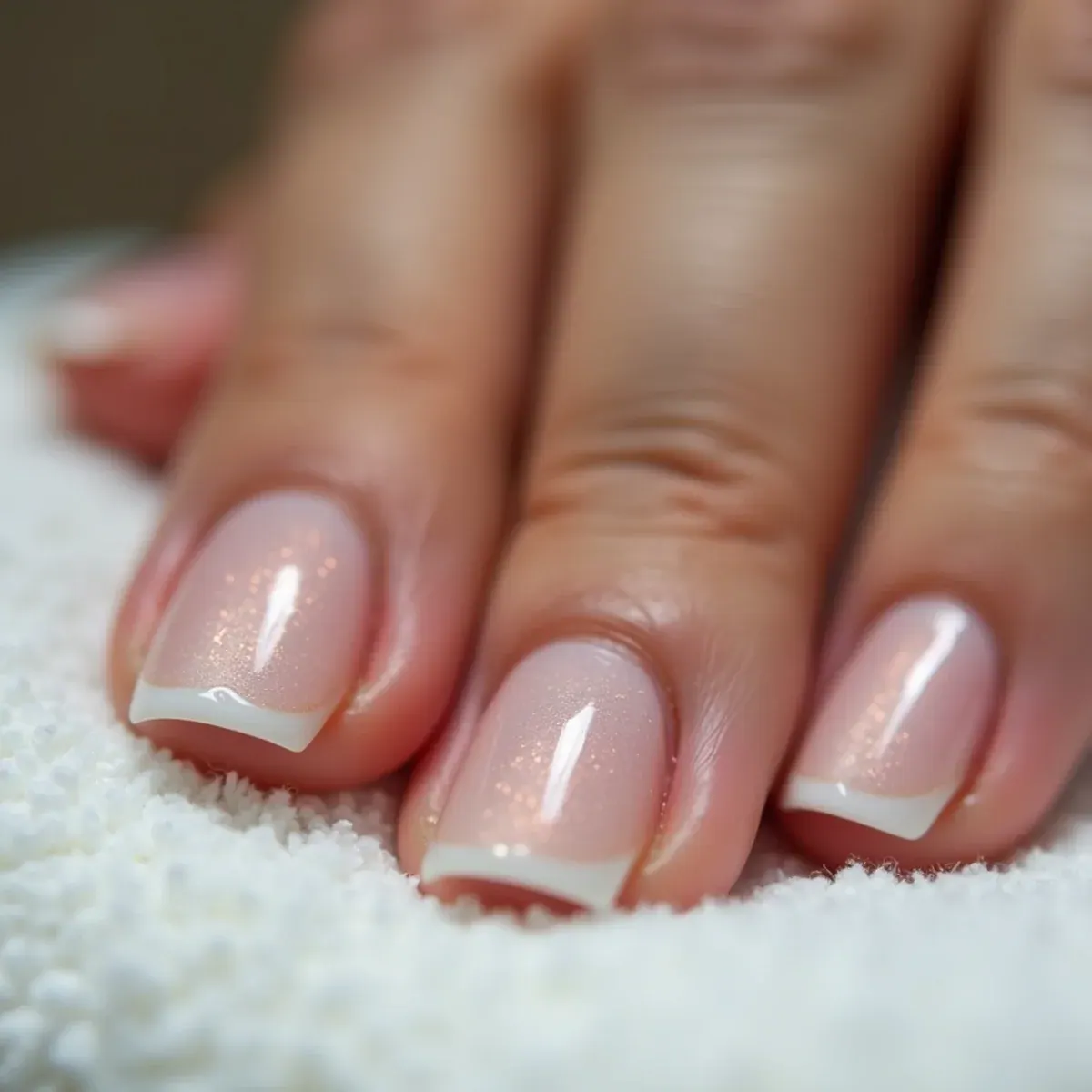 Three-week-old dip powder manicure showing cuticle regrowth at a Bradenton nail salon