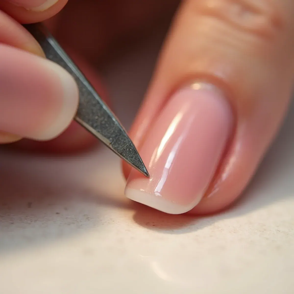 Acrylic nail fill and rebalance being performed at a Bradenton, FL nail salon