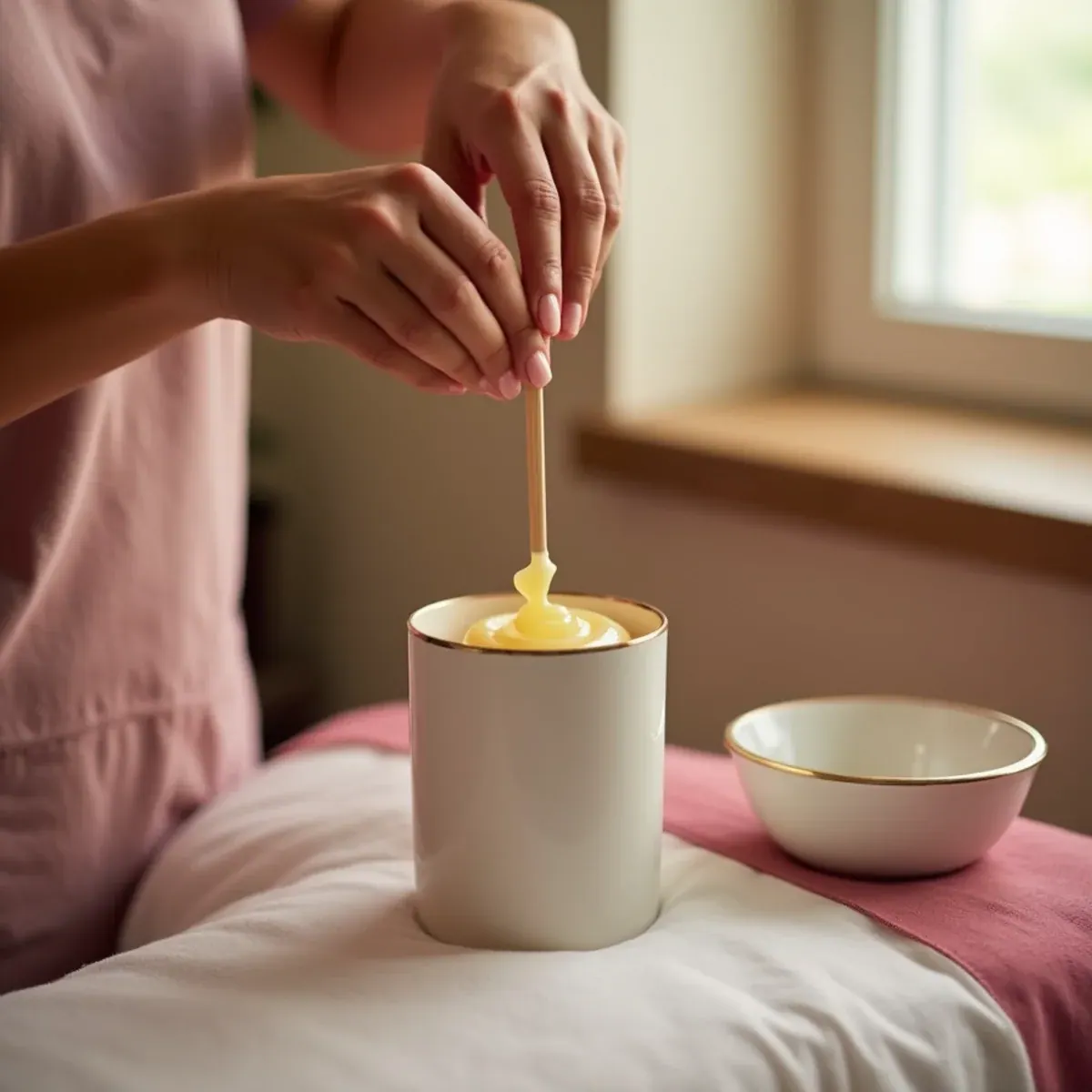 A fresh wax applicator used once and never returned to the pot