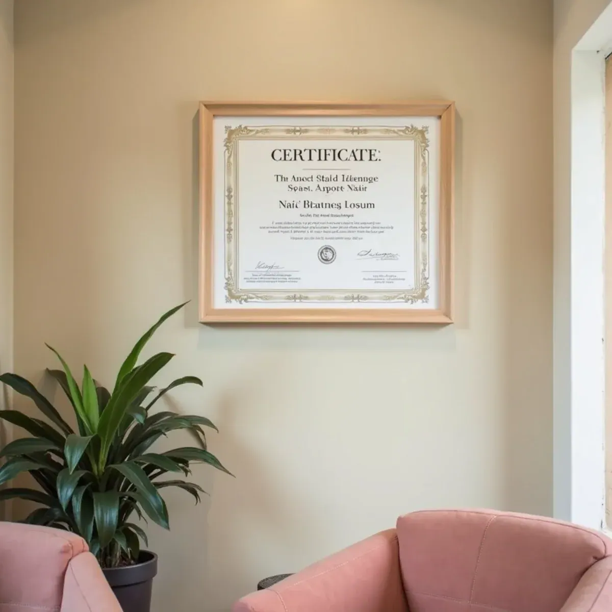 A current Florida salon licence displayed on the wall where clients can read it