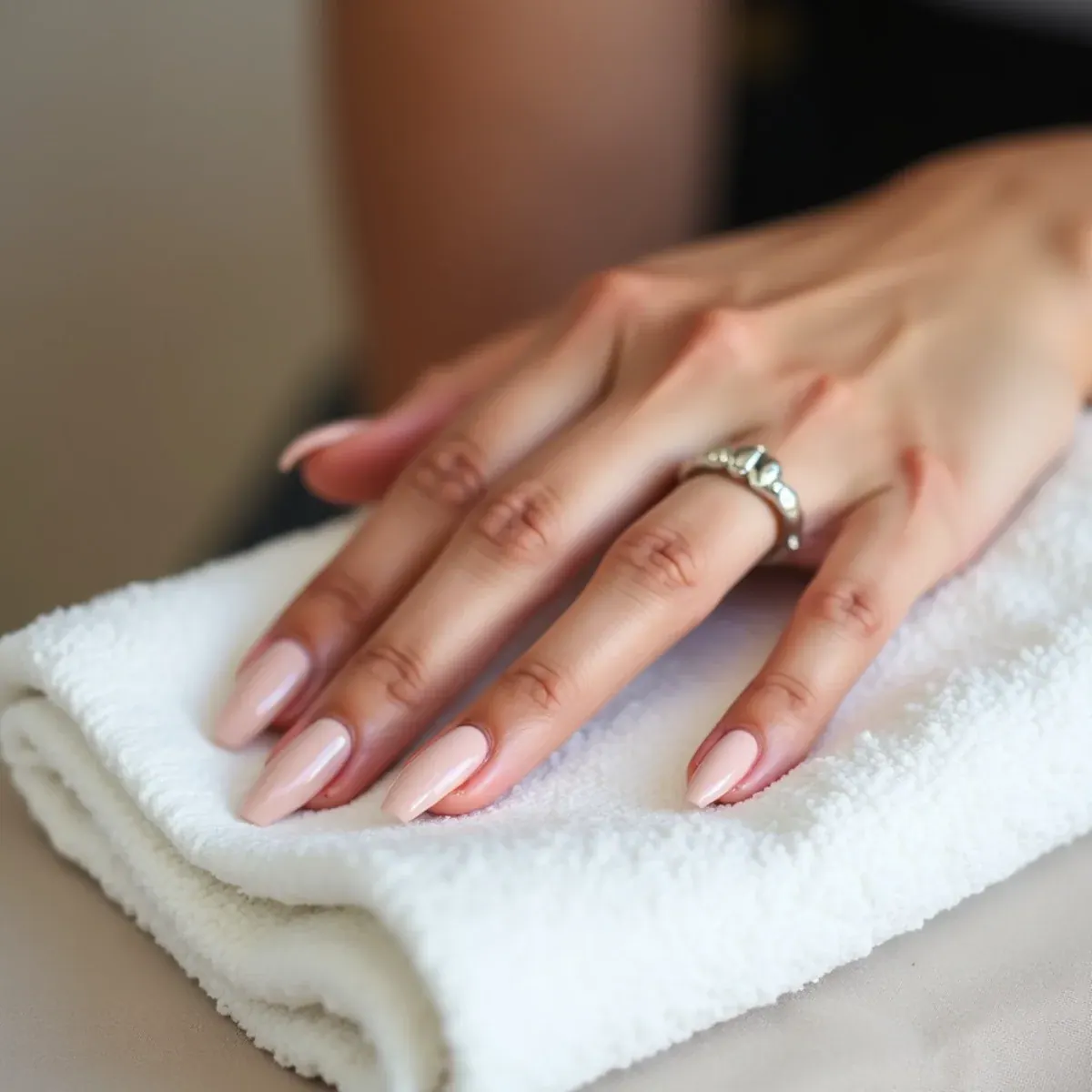 Stiletto nail shape tapered to a sharp point on an extension set