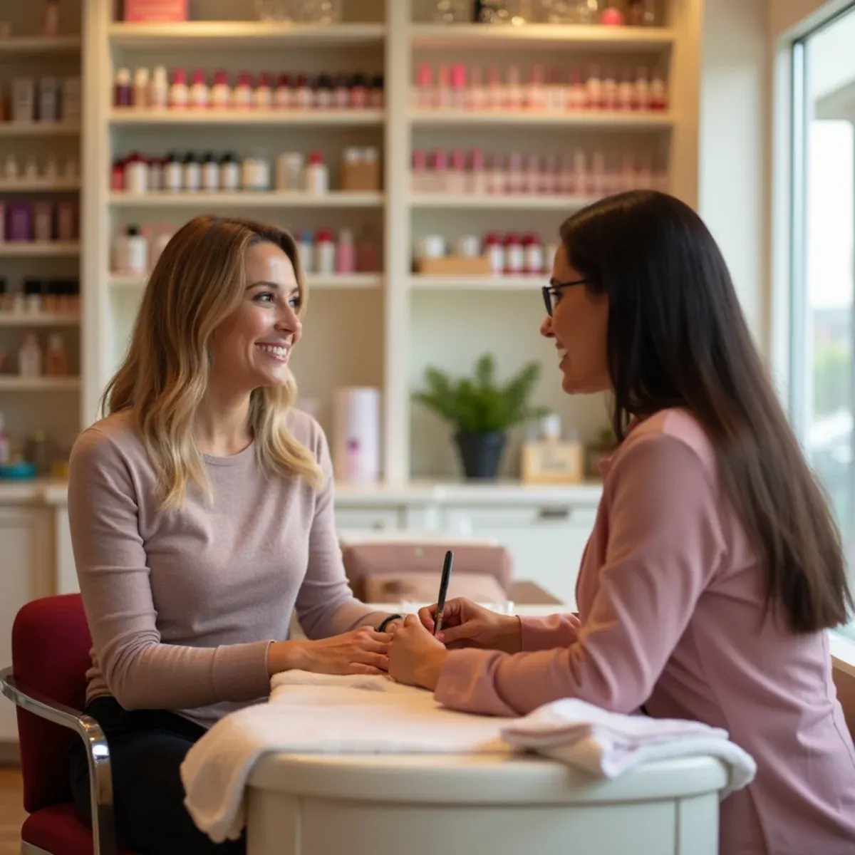 First-time client having a classic manicure explained at a Bradenton, FL nail salon